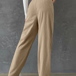 rajovati Women Loose Fit Cream Lycra Blend Trousers image 3