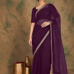 swara fashion Solid/Plain Bollywood Net Saree-picture-15