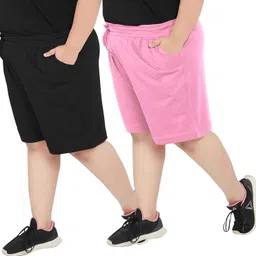 elite soul Pack of 2 Solid Women Multicolor Casual Shorts-picture-35