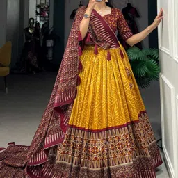 mitrabiz Self Design Semi Stitched Lehenga Choli image 5