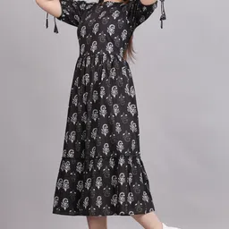 twirl tales Women A-line Black, Grey, White Midi/Calf Length Dress image 3