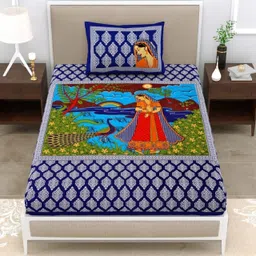 kaany fab Cotton Single Flat 144 TC Jaipuri Prints Bedsheet-picture-18