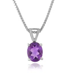 Femme Jam 925 Sterling Silver Natural Amethyst Gemstone Pendant & Chain for Women & Girls Sapphire White Gold Pendant-picture-17