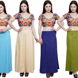Pistaa Light Rama, Light Beige, Purple and Mehendi Green Cotton Blend Petticoat-picture-19