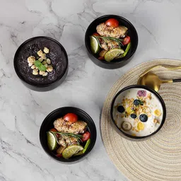 zido Melamine Soup Bowl 2 Pcs. Soup Bowl with Spoon,Bowl For Namkeen,Fruits,Salad,Snacks,Desert image 3