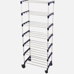 novatic Flint Fabric Shoe Rack with 7 Shelves in White and Blue Colour image 3