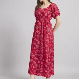 raiyani enterprise Women Fit and Flare Pink Midi/Calf Length Dress image 3