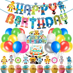 zyozi Robot Birthday Party Supplies,Robot Theme Birthday Party Decorations Set 37-picture-18