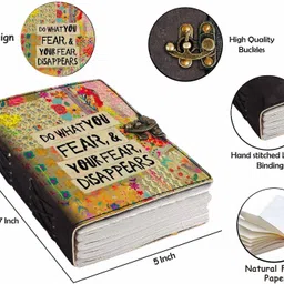 di-kraft Printed Designer leather cover Diary with Lock For Office|Gift|SIZE 5*7 INCHES A5 Diary unruled 200 Pages image 3