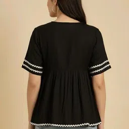 sifan textile Casual Regular Sleeves Solid Women Black Top image 2