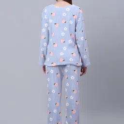 lugo Women Night Suit Set Blue Solid image 2