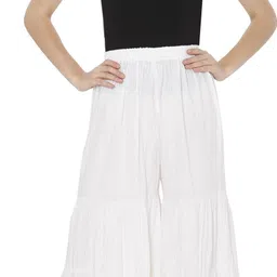 tnq Women Flared White Cotton Blend Trousers image 5