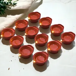 sajo fashion Water Sensor Diya Set Decorative Diya LED Lights E-Diya I Battery Operated Plastic (Pack of 12) Table Diya Set-picture-15