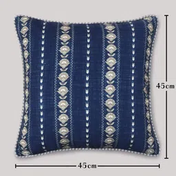 preetier Blue Cotton Blend Floral 18x18 inches Cushion Cover (1Pc) image 2