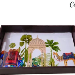 cugona wooden tray for kitchen organizer - 12X8 inch wooden tray for serving Tray image 5