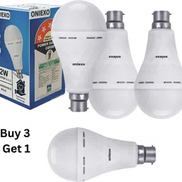 oniexo Pack of 4-Emergency-Ready 12W LED Bulb with Built-in Overcharge Protection 4 hrs Bulb Emergency Light-picture-32