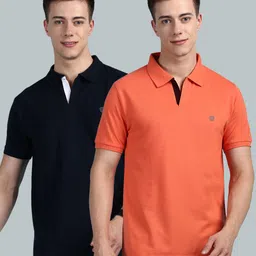 lux cozi Pack of 2 Men Solid Polo Neck Cotton Blend Multicolor T-Shirt-picture-11