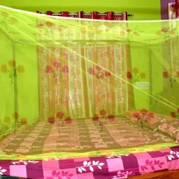 mehon craft Polyester Adults Washable Mosquito Net For Double Bed Flower-Printed with Cotton Tape (Size 5x7-feet) Mosquito Net-picture-17