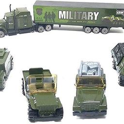 quasar Cast Metal Army Set Military Set Vehicle Play Toy - 7 Pieces Set - Nation Educational Toy Army Cargo Truck Container, Battalion Jeep, Army Tank, Fire Truck Army toy (Malticlolor) 3+baby boy and baby girls play set-picture-41
