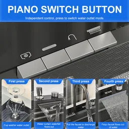 allwinsink Premium Quality Stainless Steel Kitchen Sink (30x18x9) Digital LED Display Multifunction Kitchen Sink With Waterfall Pull-Down Faucet. Under Counter Basin Vessel Sink image 5