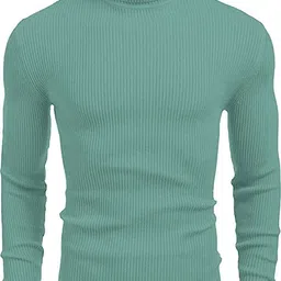freaks Men Self Design High Neck Green Sweater-picture-41