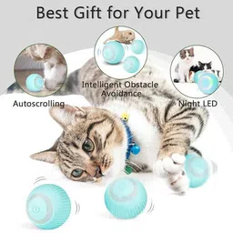 furely USB Rechargeable Automatic Rolling Ball cat Toy 360 ° Rotating, 2 Play Modes Silicone Ball For Dog & Cat image 2