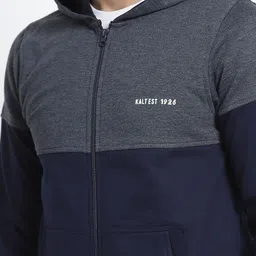 kalt Men Full Sleeve Color Block Hooded Sweatshirt image 4
