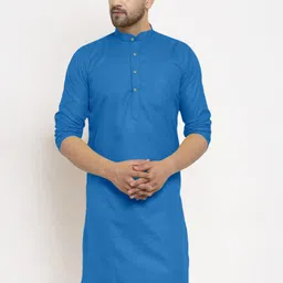 lyplo Men Solid Cotton Blend Straight Kurta image 5