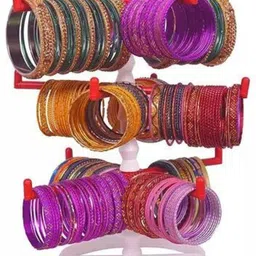 zyntra 3 Step Rotating Bangle Stand, chudi stand, Bangle holder(Red, White) Jewellery Organizer-picture-26