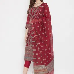 safaa Unstitched Pure Cotton Kurta & Palazzo Material Self Design image 2