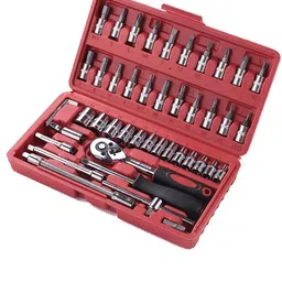 shivanicorp 46 in 1 Pcs Tool Kit for Home Use Tools Kit Spanner Set Socket Set Combination Screwdriver Set image 3