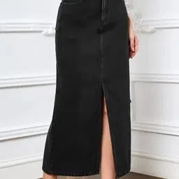 tripursundari fashion Women Solid Straight Black Skirt-picture-22