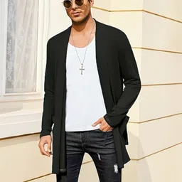 fashnet Men Straight Full Sleeve Black Shrug image 4