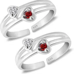 styleejewel 92.5 Sterling Silver CZ Toe-rings (Bichhiya) for Women Sterling Silver Cubic Zirconia Silver Plated Toe Ring-picture-22