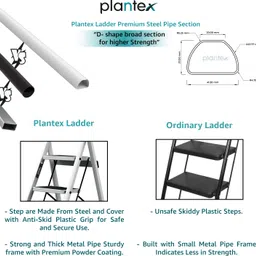 plantex Ladder for Home/Anti-Skid Strong Foldable Wide 4 Step Ladder-(White-Apex) Steel Ladder image 5