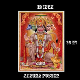 anagha Divine Panchmukhi Hanuman Ji Poster with Ramji at Heart| UV Film and Golden Glitter Coating - Spiritual Decor for Home Paper Print image 3
