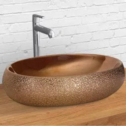 basinworld ROSS GOLD BEST LATEST BEAUTIFUL ART CERAMIC TABLE TOP WASH BASIN Table Top Basin image 2