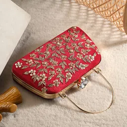 tooba handicraft Party Red Clutch image 1