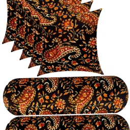 actos Microfibre Cushion Pack of 7 Floral Combo Set of 2 Bolster And 5 image 1