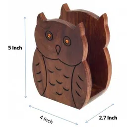 Handcrafted Brown Colour Sheesham Wood Tissue Holder by Unravel India image 3