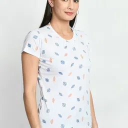 indiweaves Pack of 2 Women Printed Round Neck Pure Cotton Multicolor T-Shirt image 3