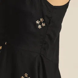 shae by sassafras Casual Sleeveless Embroidered Women Black Top image 5