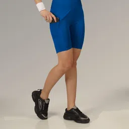 beyogini Solid Women Blue Gym Shorts image 3
