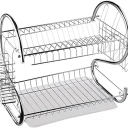 freshome Dish Drainer Kitchen Rack 2-Tier Stainless Steel Dish Rack for Kitchen | Utensil & Plate Drainer Stand Steel-picture-17