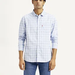 levi's Men Slim Fit Checkered Spread Collar Casual Shirt image 1