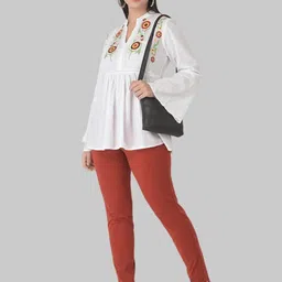 Dollar Missy Women's Cotton Four-Way Stretchable Kurti Pant Women Regular Fit Maroon Cotton Blend Trousers image 5