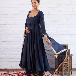 prabhjifashion Self Design Art Silk Stitched Anarkali Gown image 3