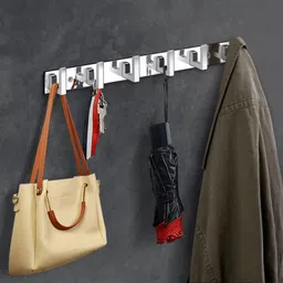 kanagu Hook Rail with L-Shape Hooks for Walls of Bathroom/Kitchen Pack of 2 Door Hanger image 2