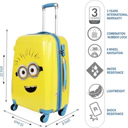priority Small Cabin Suitcase (22 inch) 4 Wheels - Minion Phil - Yellow image 5
