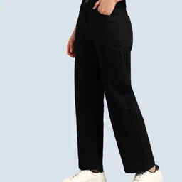 mevan Women Loose Fit Mid Rise Black Jeans-picture-10